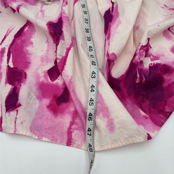 Maeve Anthropologie Pink Watercolor Tiered Midi Dress Medium Button Front Boho - Picture 6 of 8